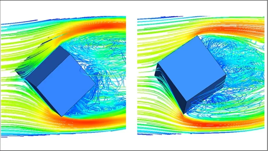 Flow-induced heat transfer to cubic geometry (piece of fruit inside a beverage with different orientation angles), obtained by numerical fluid dynamics